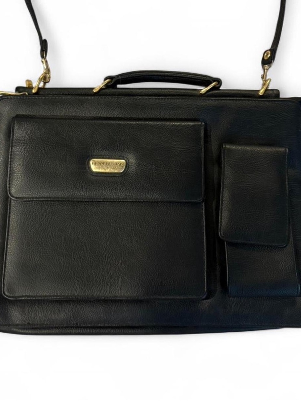 Vintage Pierre Balmain black leather briefcase
